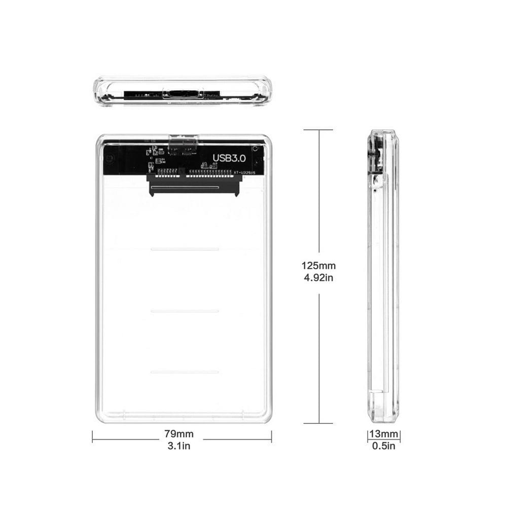 2.5" Transparent Hard Drive Enclosure USB 3.0 to SATA3 5gbps
