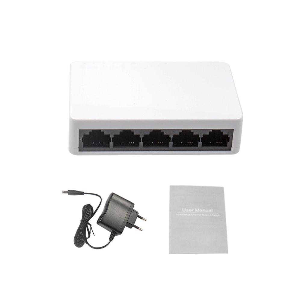 Network Switch 5 Ports Fast Ethernet 10/100Mbps LAN RJ45 - EU Plug