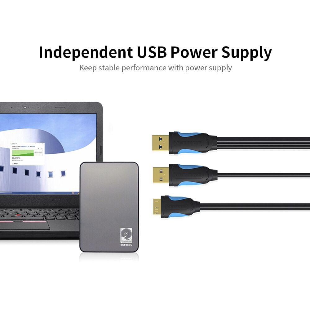 Vention USB Type A Male to Micro B Cable Super Speed USB3.0 - 0.25m