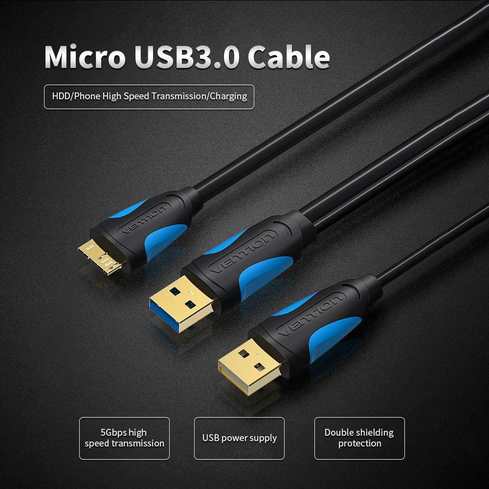 Vention USB Type A Male to Micro B Cable Super Speed USB3.0 - 0.5m
