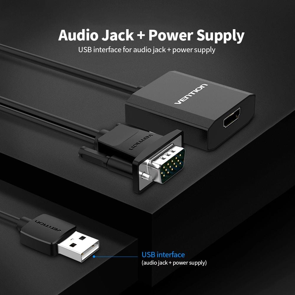 VENTION VGA to HD Adapter with USB2.0 and Audio Jack and - 1m