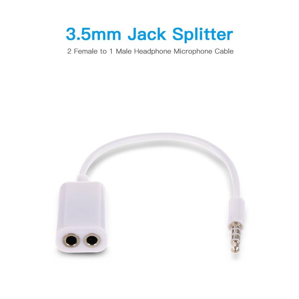 3.5mm Jack Splitter 2 Female to 1 Male Headphone Microphone