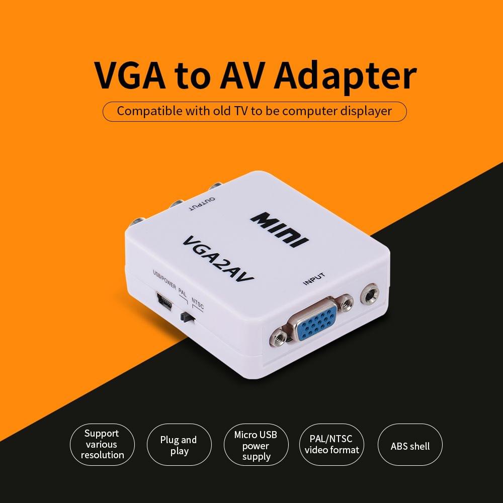 VGA to AV Adapter Mini VGA to AV Converter ABS Shell Video