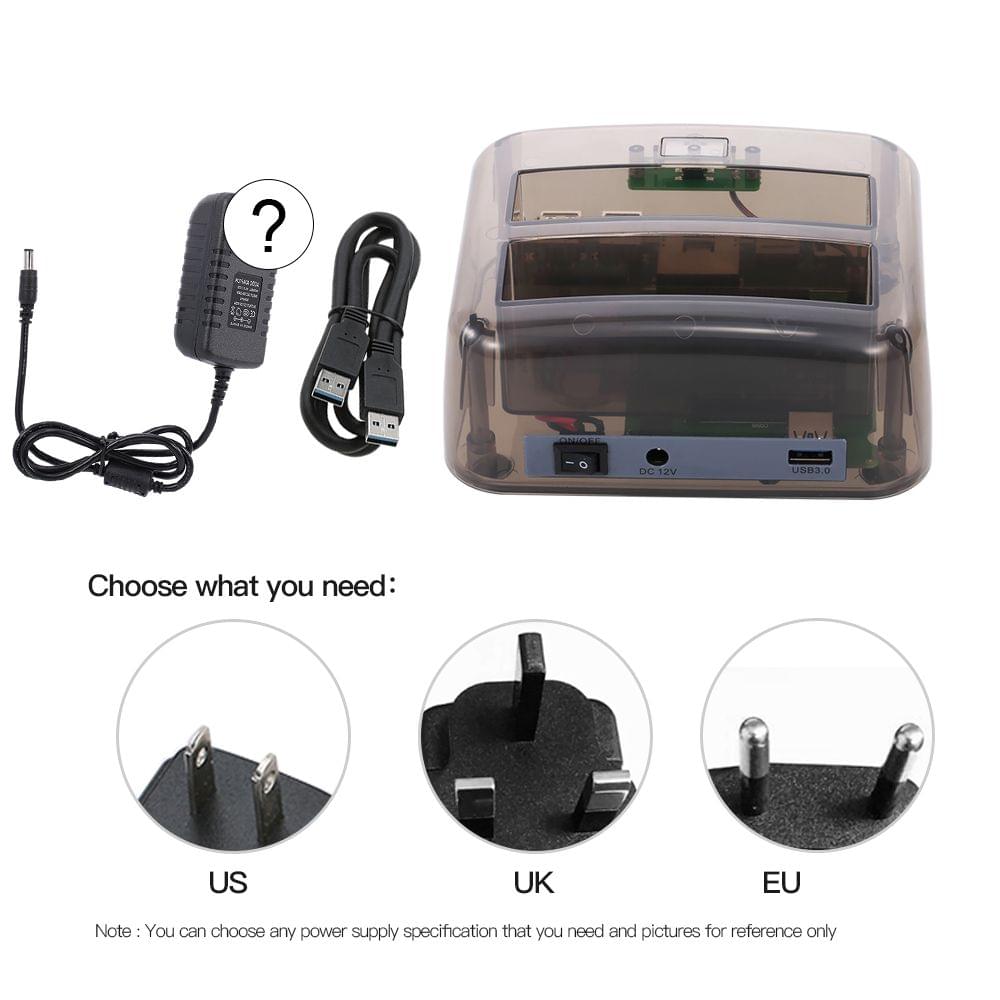 Hard Drive Docking Station USB 3.0 to 2.5/3.5inch IDE&SATA - EU Plug