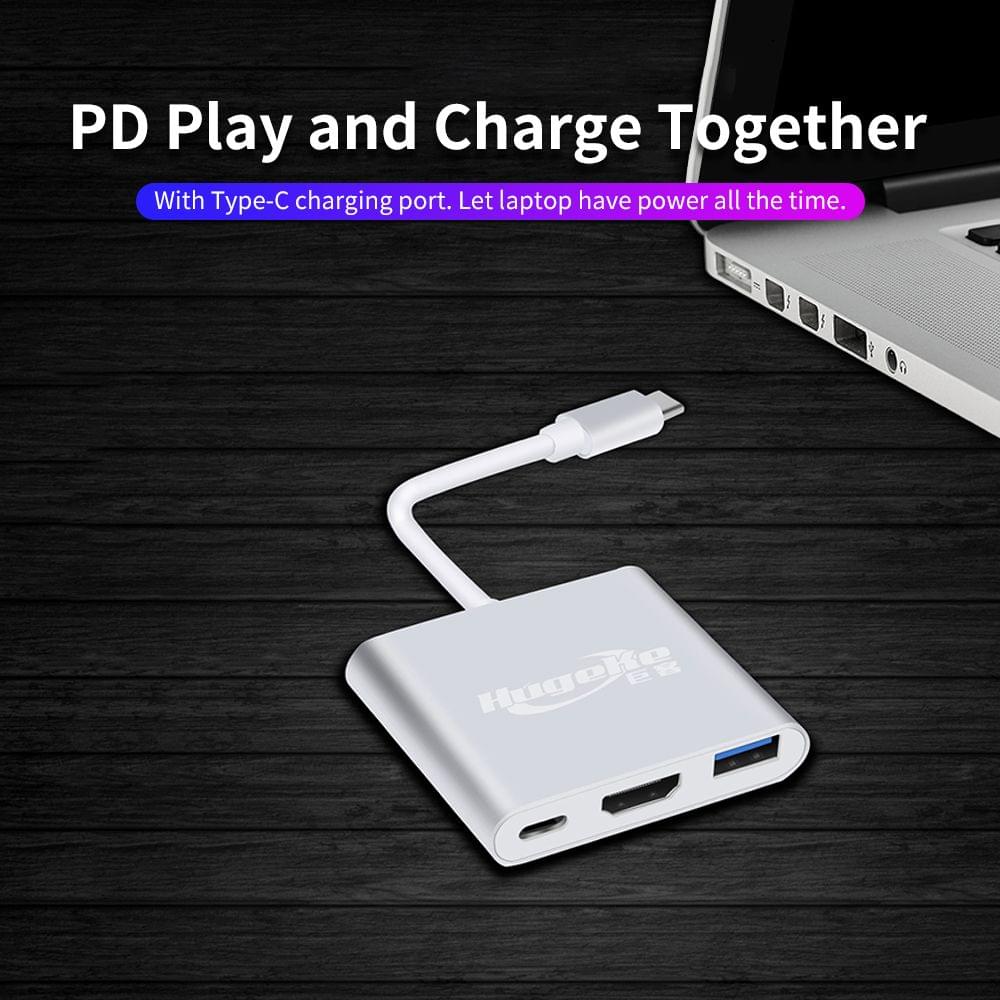 Hugeke 3 in 1 Type-C Expansion Hub USB C to HD/USB3.0/PD