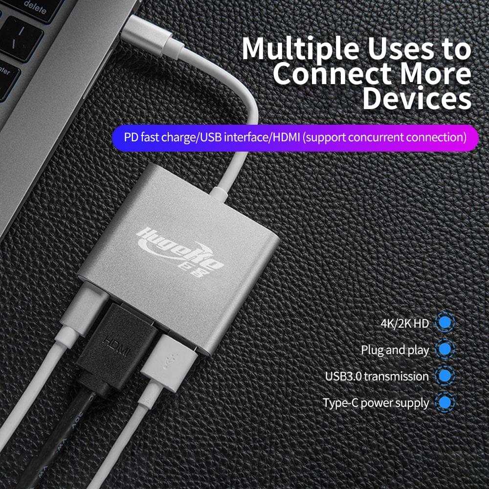 Hugeke 3 in 1 Type-C Expansion Hub USB C to HD/USB3.0/PD