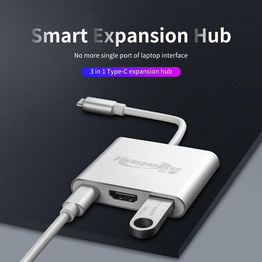 Hugeke 3 in 1 Type-C Expansion Hub USB C to HD/USB3.0/PD