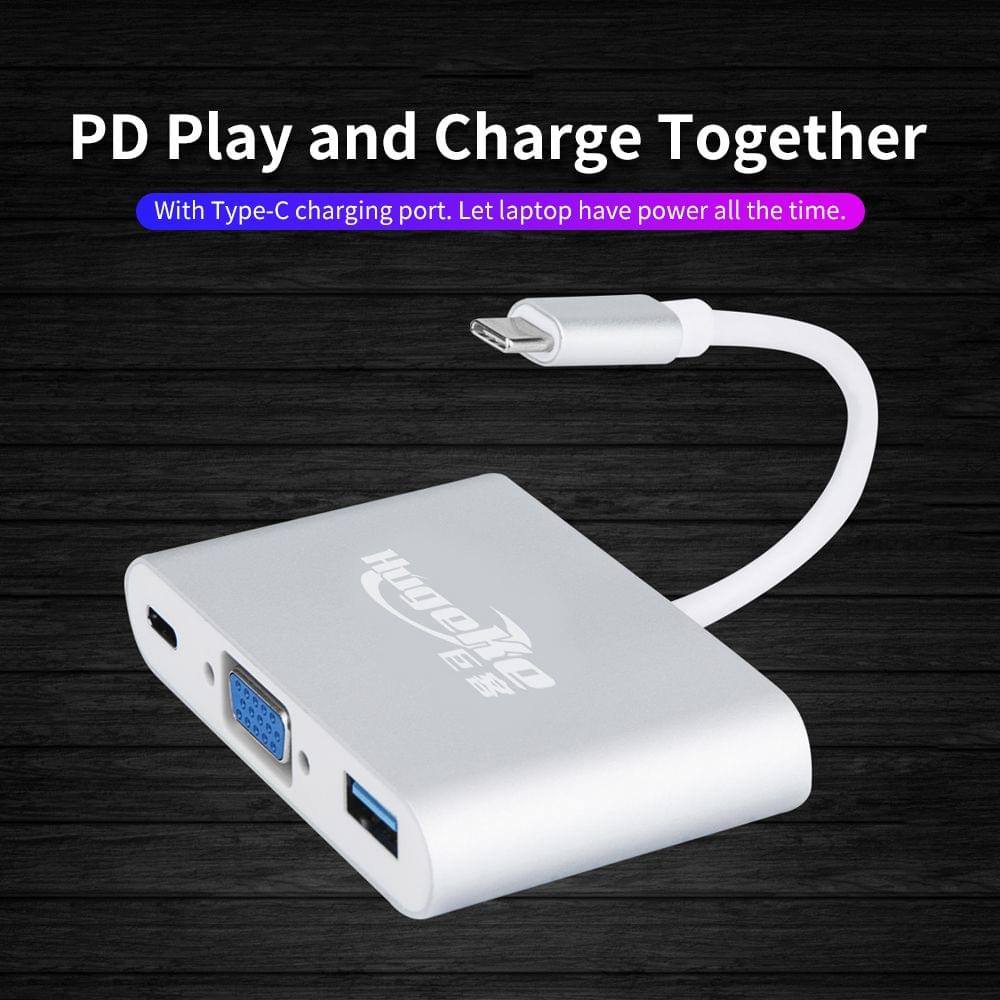 Hugeke 3 in 1 Type-C Expansion Hub USB C to