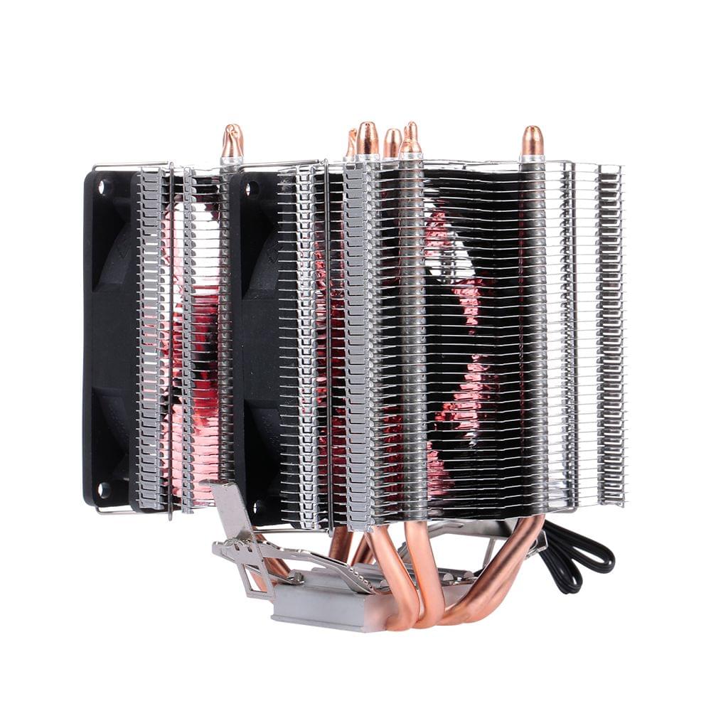 CPU Cooler Fan Heatsink 4 Heatpipe 2 Fans Quiet Heatsink