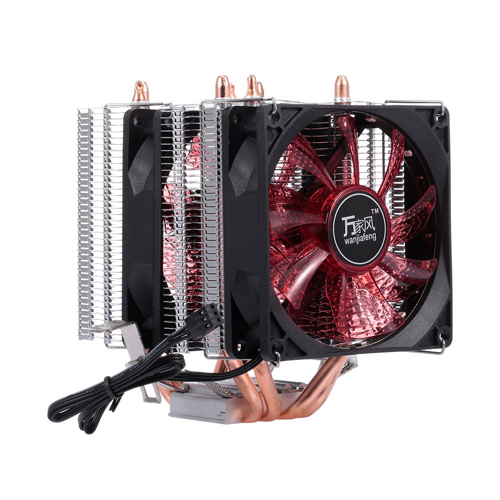 CPU Cooler Fan Heatsink 4 Heatpipe 2 Fans Quiet Heatsink