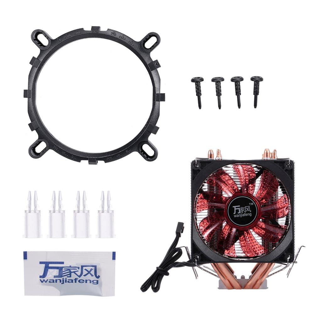 CPU Cooler Fan Heatsink 4 Heatpipe 2 Fans Quiet Heatsink