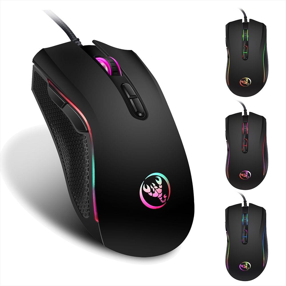 HSXJ English 3 Backlight Wired Gaming Keyboard and Mouse - Black