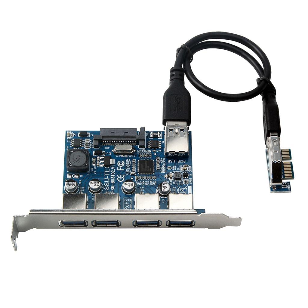 Four Ports USB 3.0 Super Fast 5Gbps PCI-E Expansion Card PCI