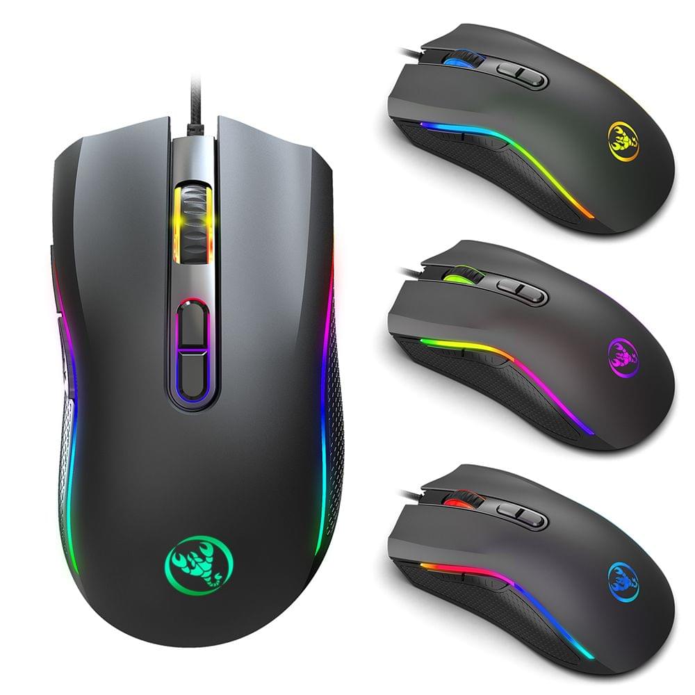 HXSJ Colorful Luminous Gaming Mouse Wired Mouse Six