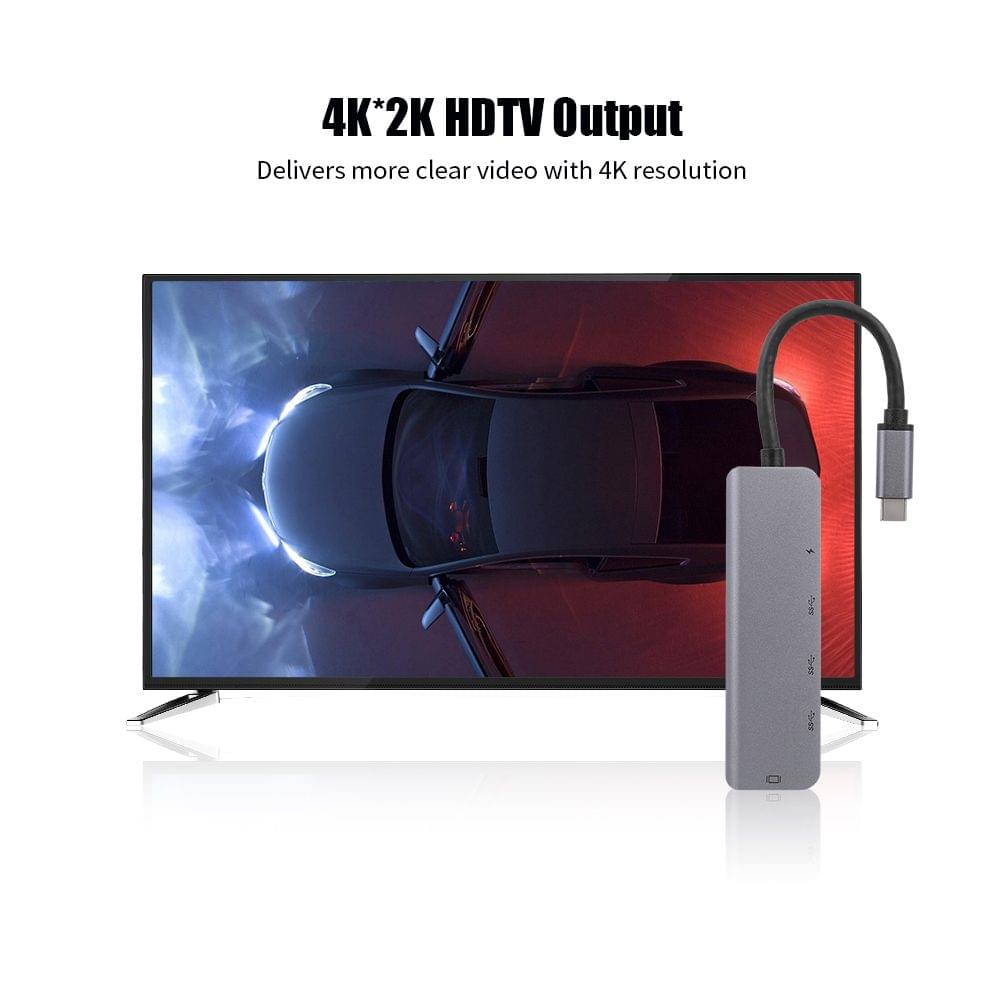 5-Port 5IN1 Type-C to PD USB*2 HDTV TypeC Adapter
