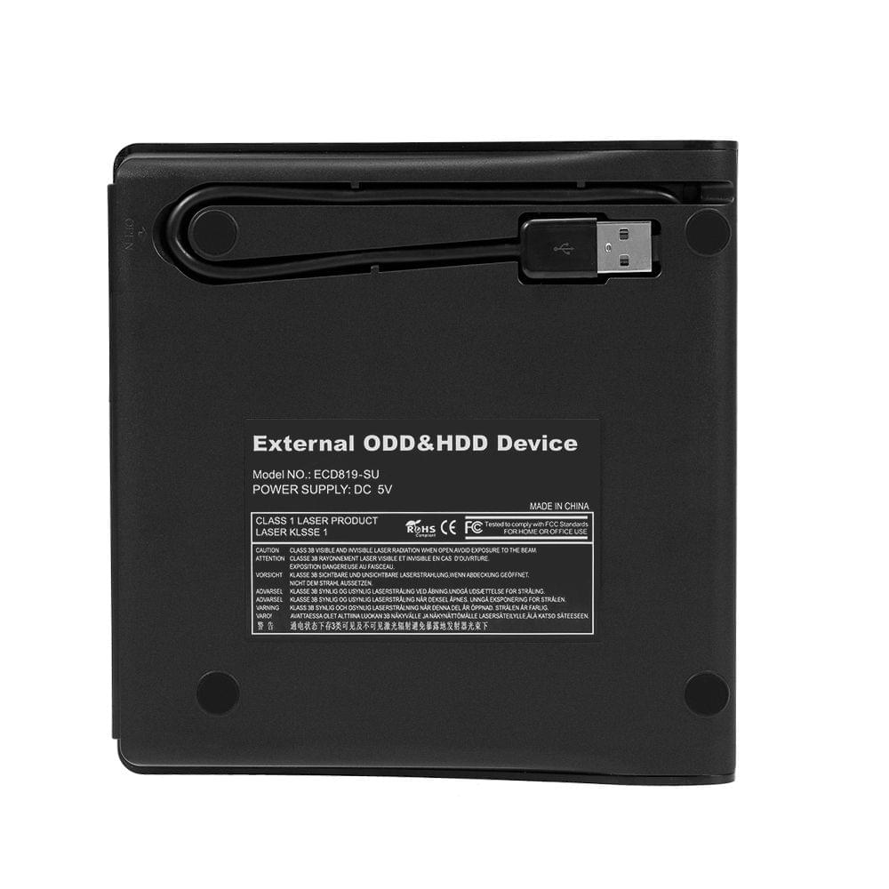 USB 3.0 Pop-up Mobile External DVD-RW Portable Drive ODD - Black