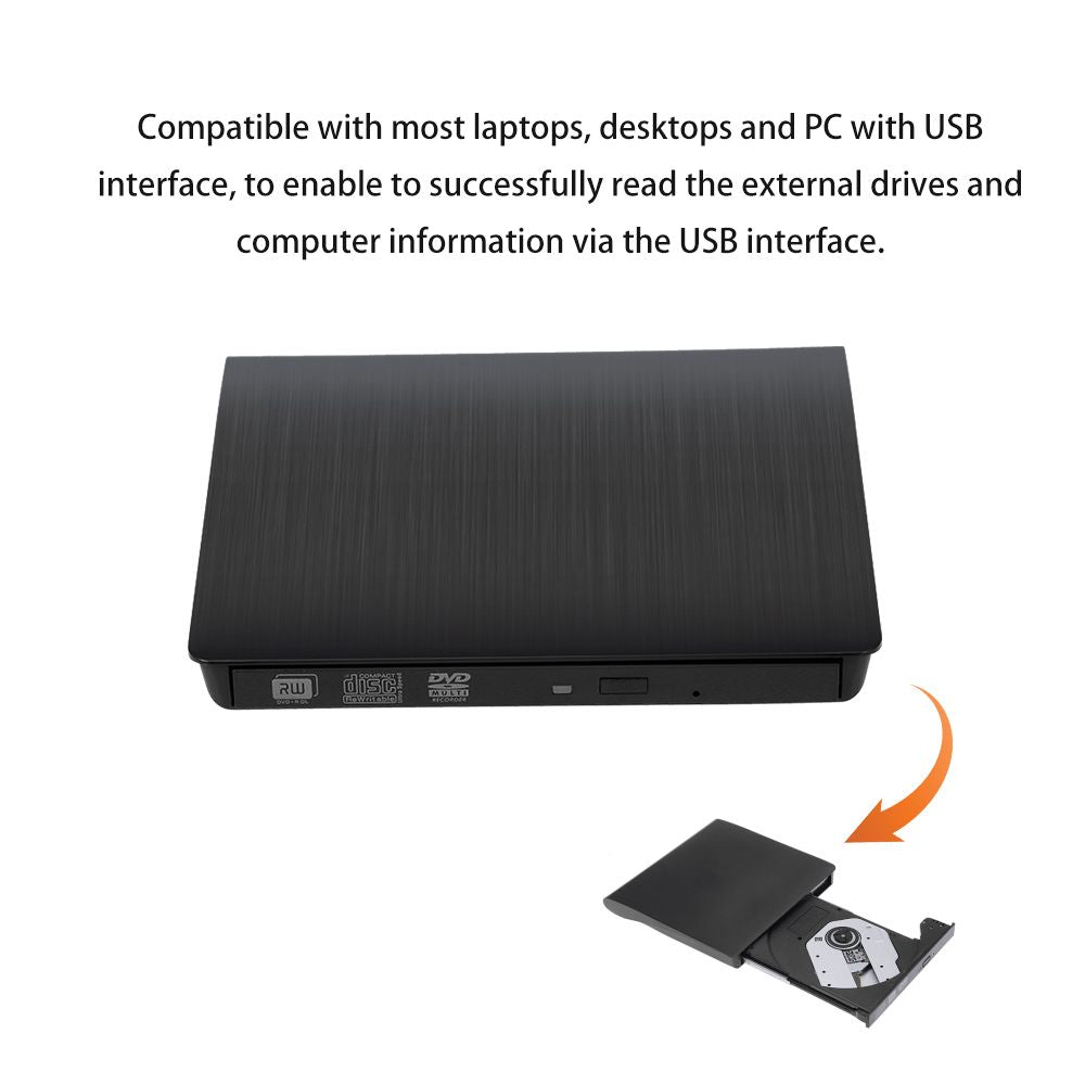 USB 3.0 Pop-up Mobile External DVD-RW Portable Drive ODD - Black