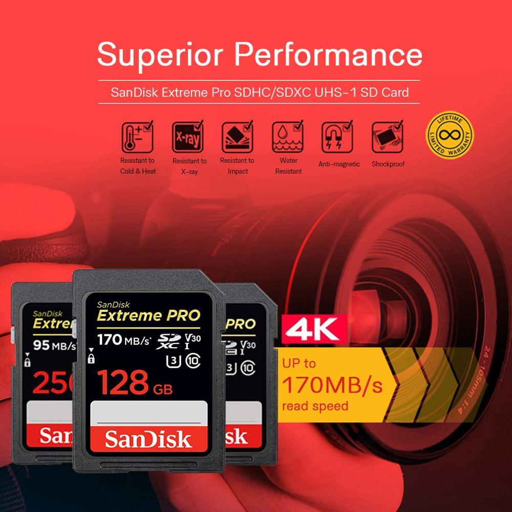 Genuine Original SanDisk Extreme Pro SDXC UHS-1 128GB SD - 128GB
