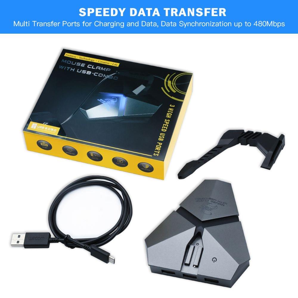 High Speed 3-Port USB2.0 Data Gaming HUB Mouse Bungee USB