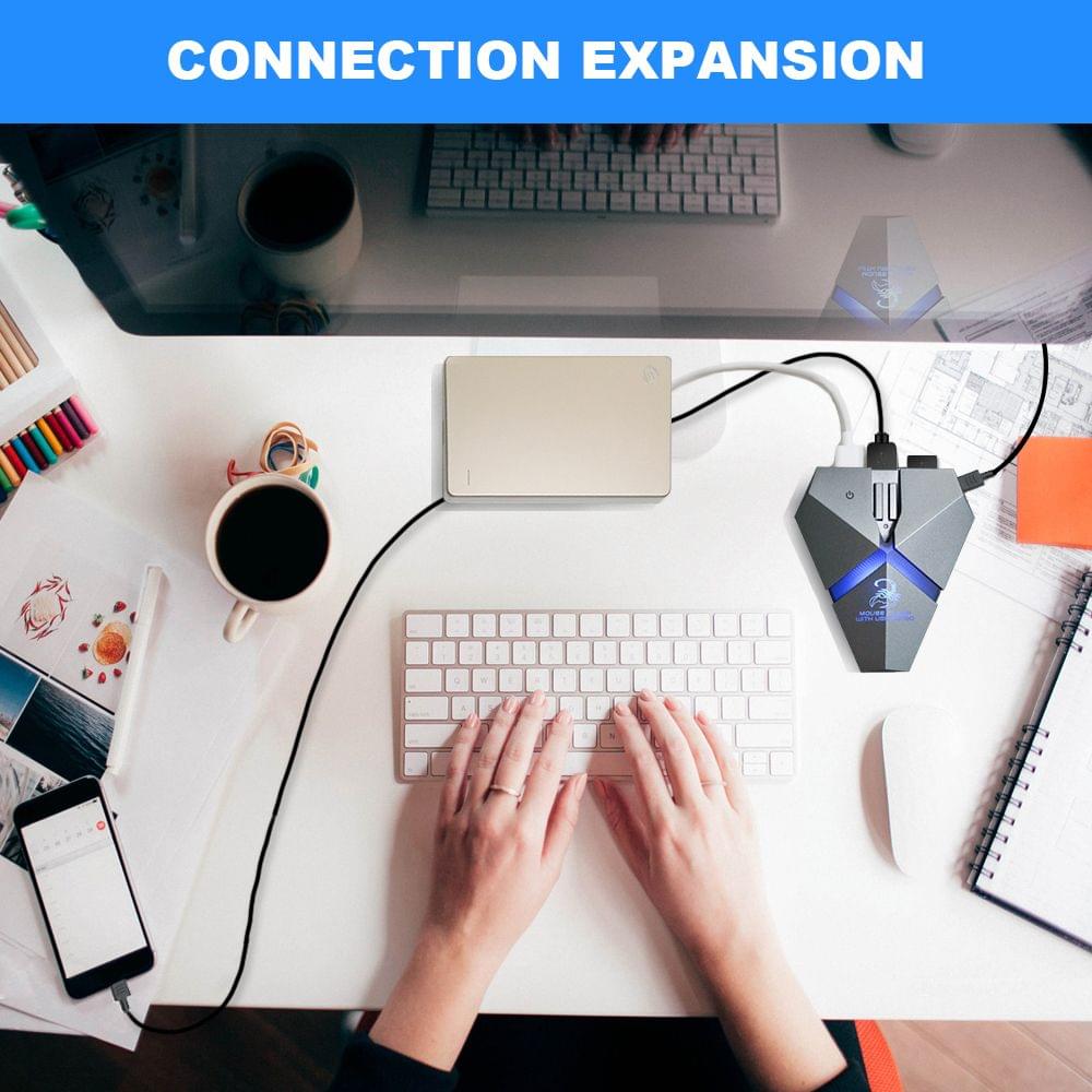 High Speed 3-Port USB2.0 Data Gaming HUB Mouse Bungee USB