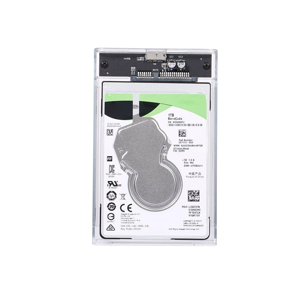 2.5'' USB3.0 Transparent Hard Drive Case Portable High-speed