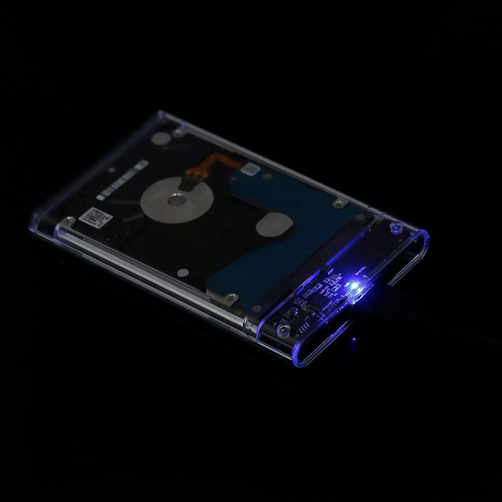 2.5'' USB3.0 Transparent Hard Drive Case Portable High-speed