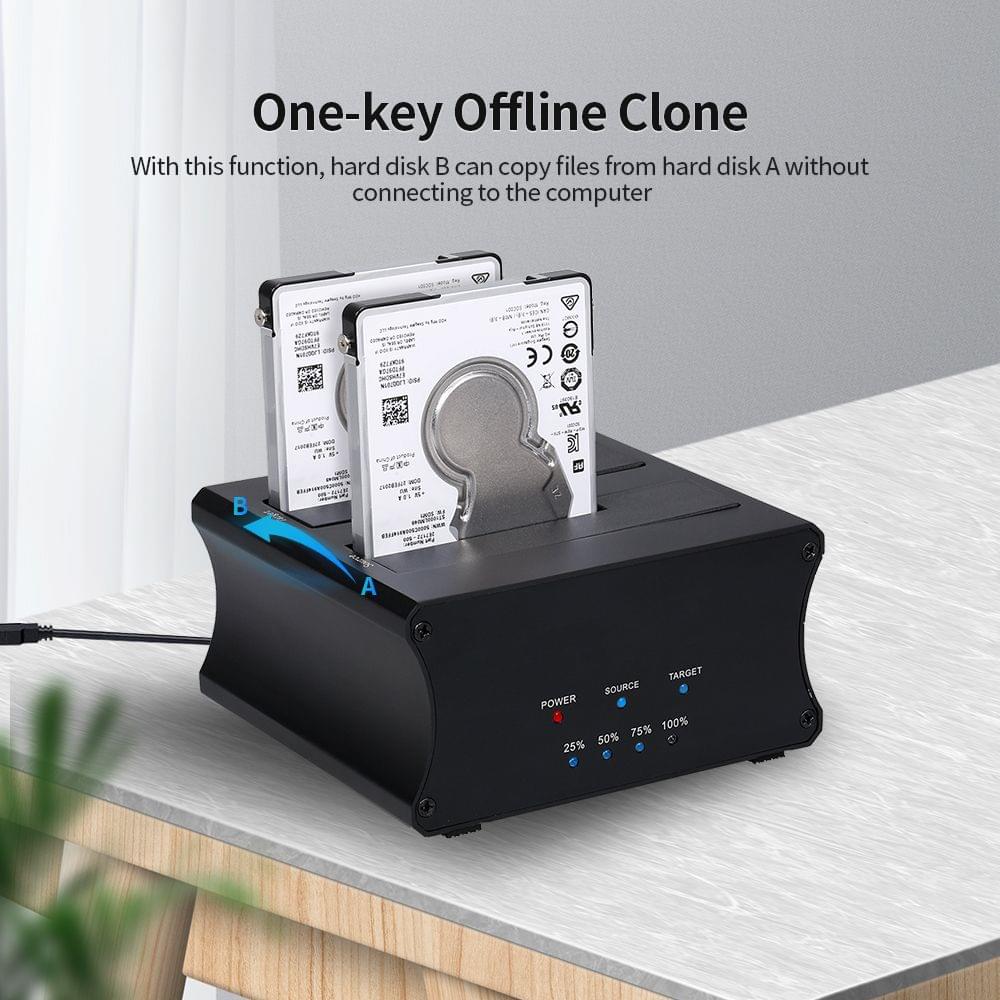 USB 3.0 Dual Bay HDD Docking Station 2.5/3.5inch SATA - EU Plug
