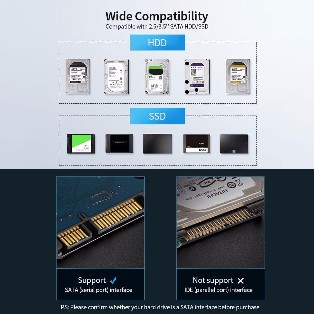 USB 3.0 Dual Bay HDD Docking Station 2.5/3.5inch SATA - US Plug