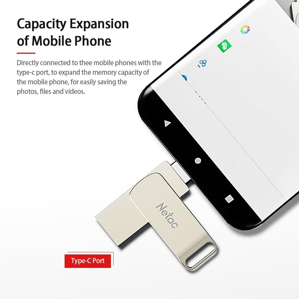 Netac U783C Type-C + USB Double Interface Flash Drive Plug & - 64GB
