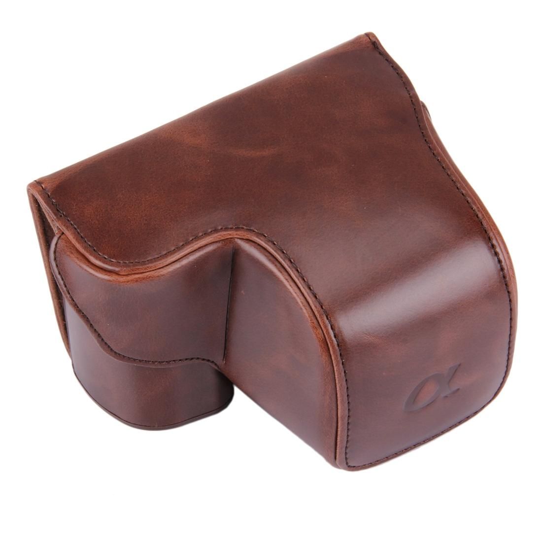 Digital Leather Camera Case Bag with Strap for Sony NEX6 (Black)