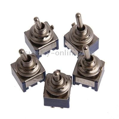 5 x Chrome DPDT 2-Way Guitar Pickup Toggle ON ON Switches (Blue)