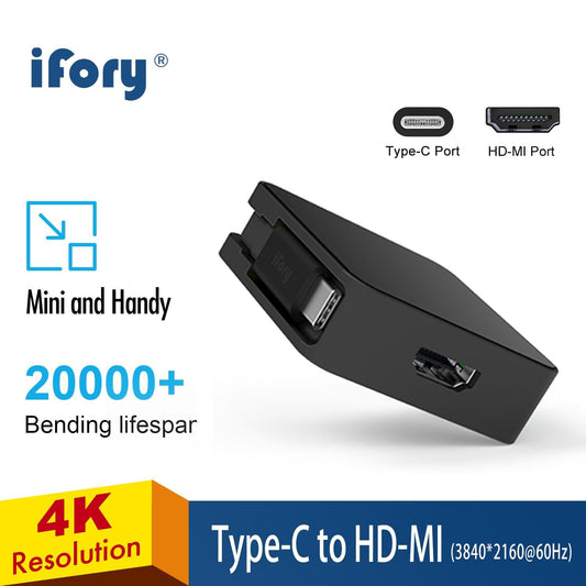 iFory Adapter USB C/MiniDP to HD-MI/VGA-equipped Display - Type-C to HD-MI