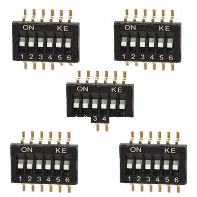 5 pcs DIY 6-Position 12-Pin Dip Switch (Black)