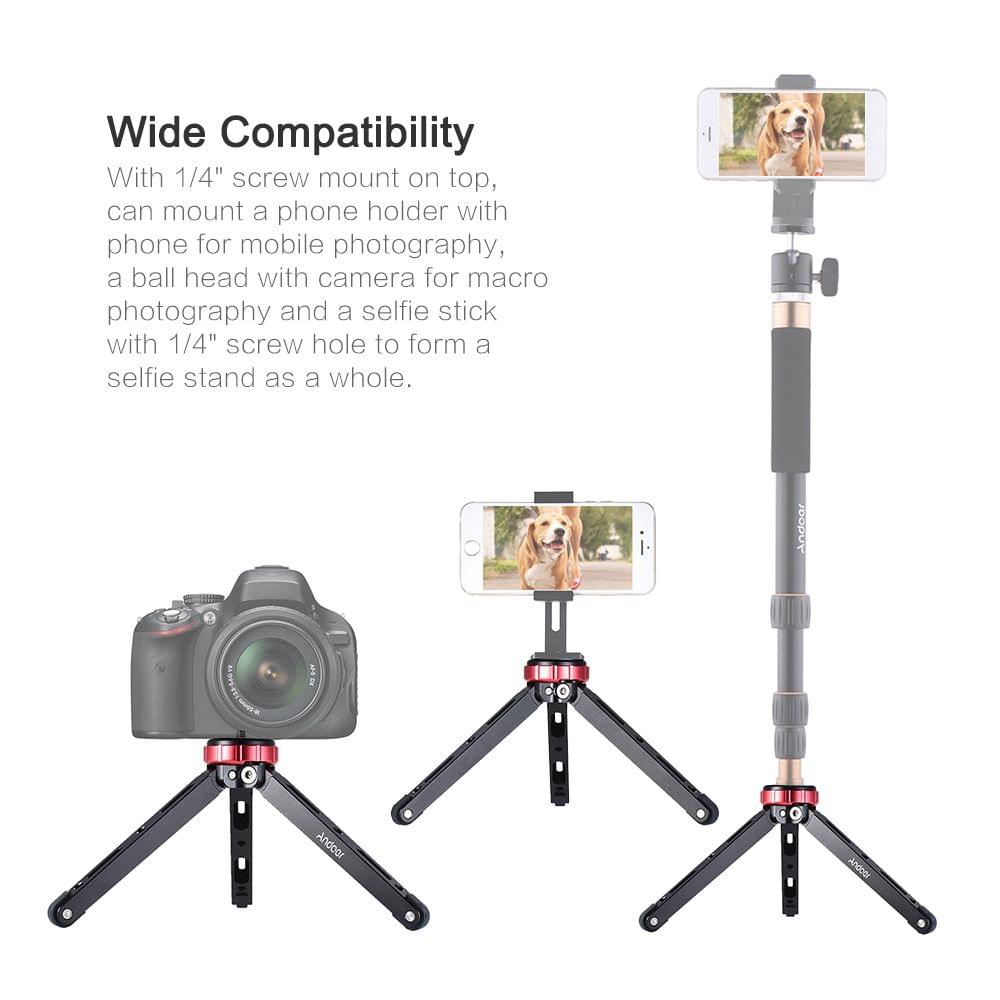 Andoer MT-01 Portable Aluminum Alloy Tabletop Tripod Mini