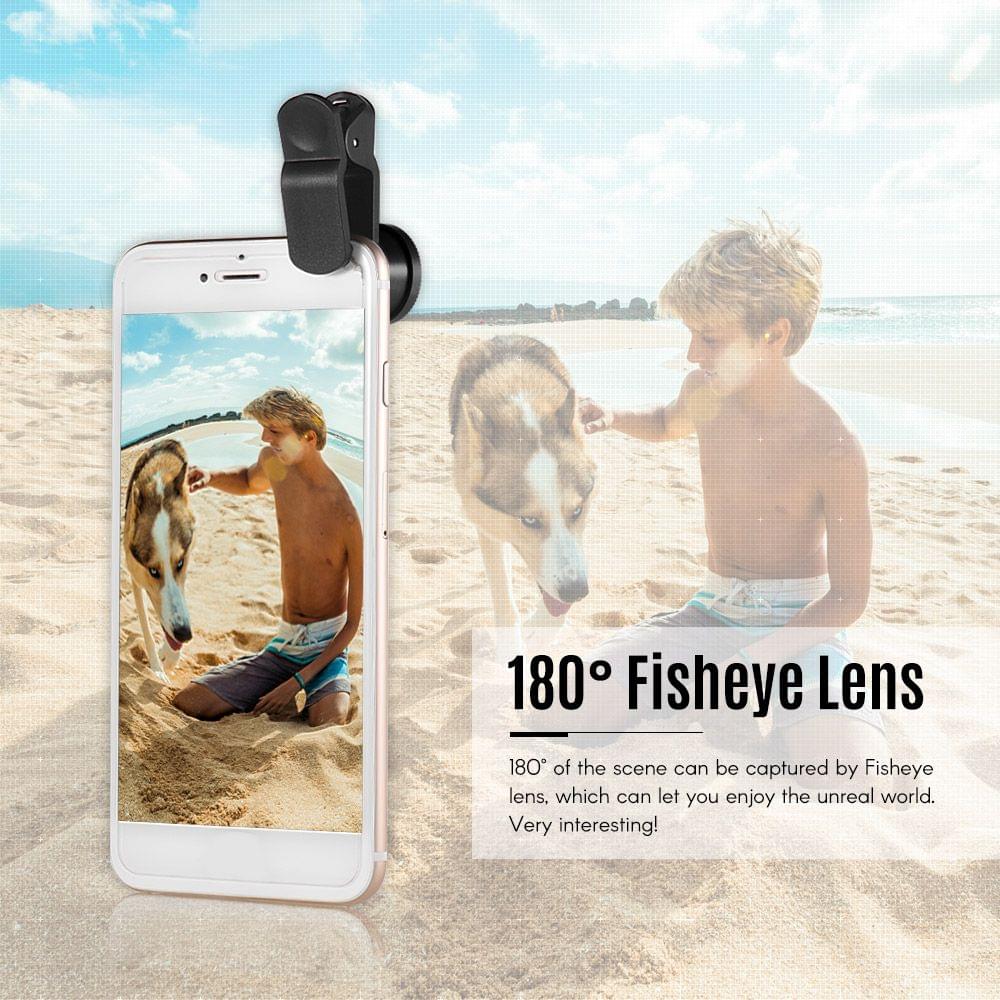 Universal Clip Lens Kit 180? Mobile Phone Fisheye Lens 0.67?