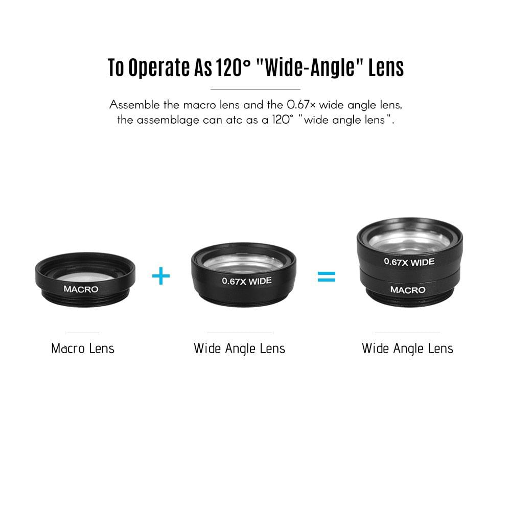 Universal Clip Lens Kit 180? Mobile Phone Fisheye Lens 0.67?