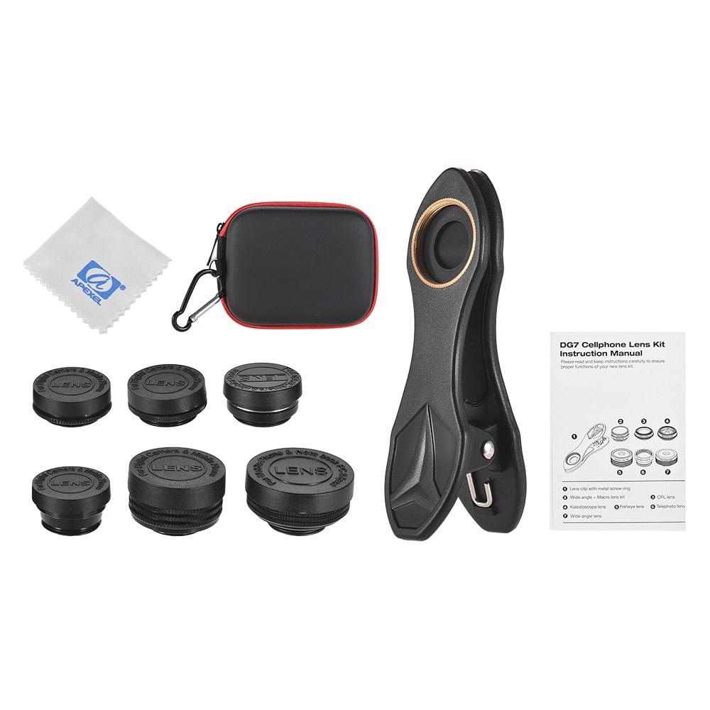 Uniqkart APL-DG7 7 in 1 Cellphone Lens Kit 198? Fisheye Lens