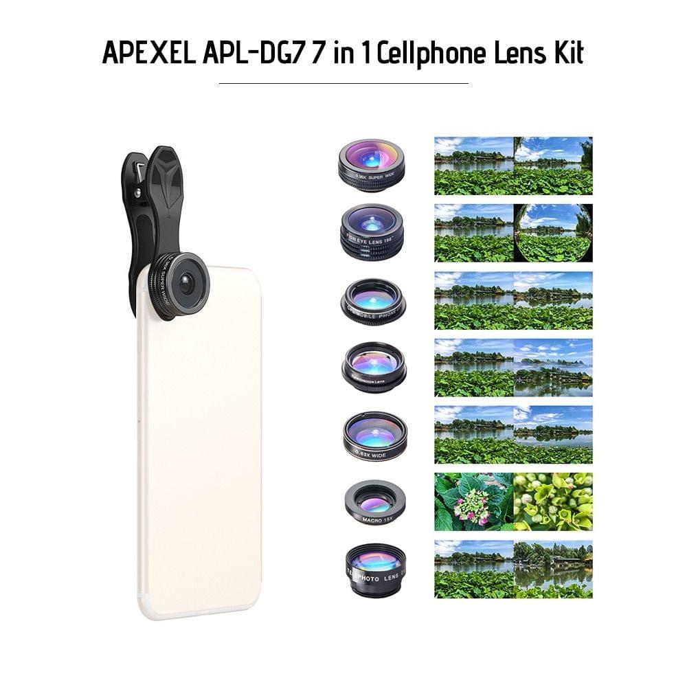 Uniqkart APL-DG7 7 in 1 Cellphone Lens Kit 198? Fisheye Lens