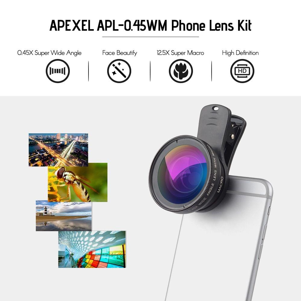 Uniqkart APL-0.45WM Phone Lens Kit 0.45X Super Wide Angle &