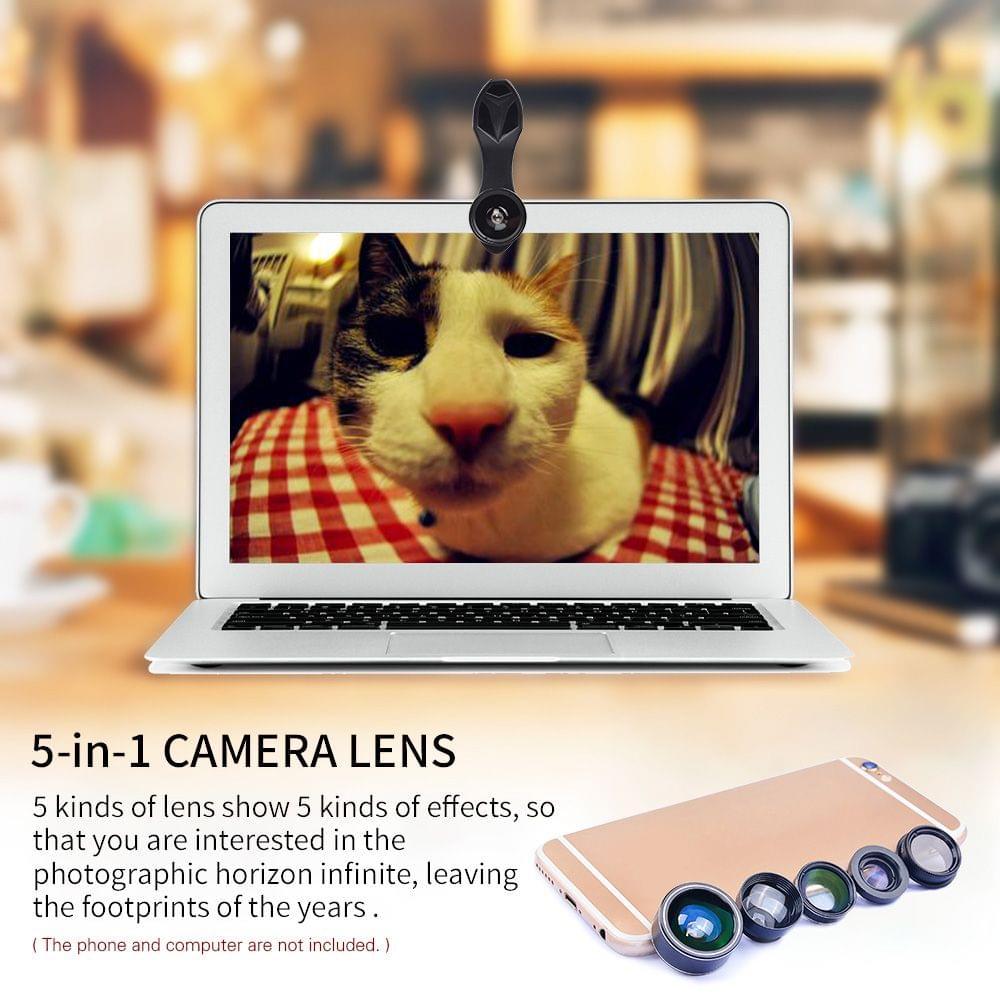 Uniqkart APL-DG5H 5 in 1 Cellphone Lens Kit 198? Fisheye Lens