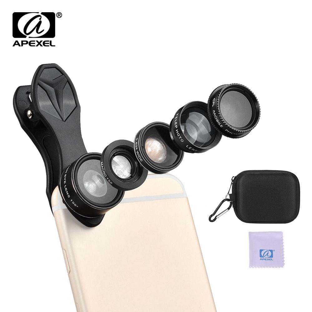 Uniqkart APL-DG5H 5 in 1 Cellphone Lens Kit 198? Fisheye Lens