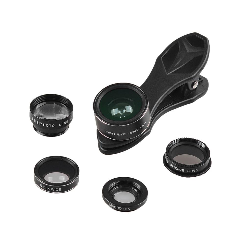Uniqkart APL-DG5H 5 in 1 Cellphone Lens Kit 198? Fisheye Lens