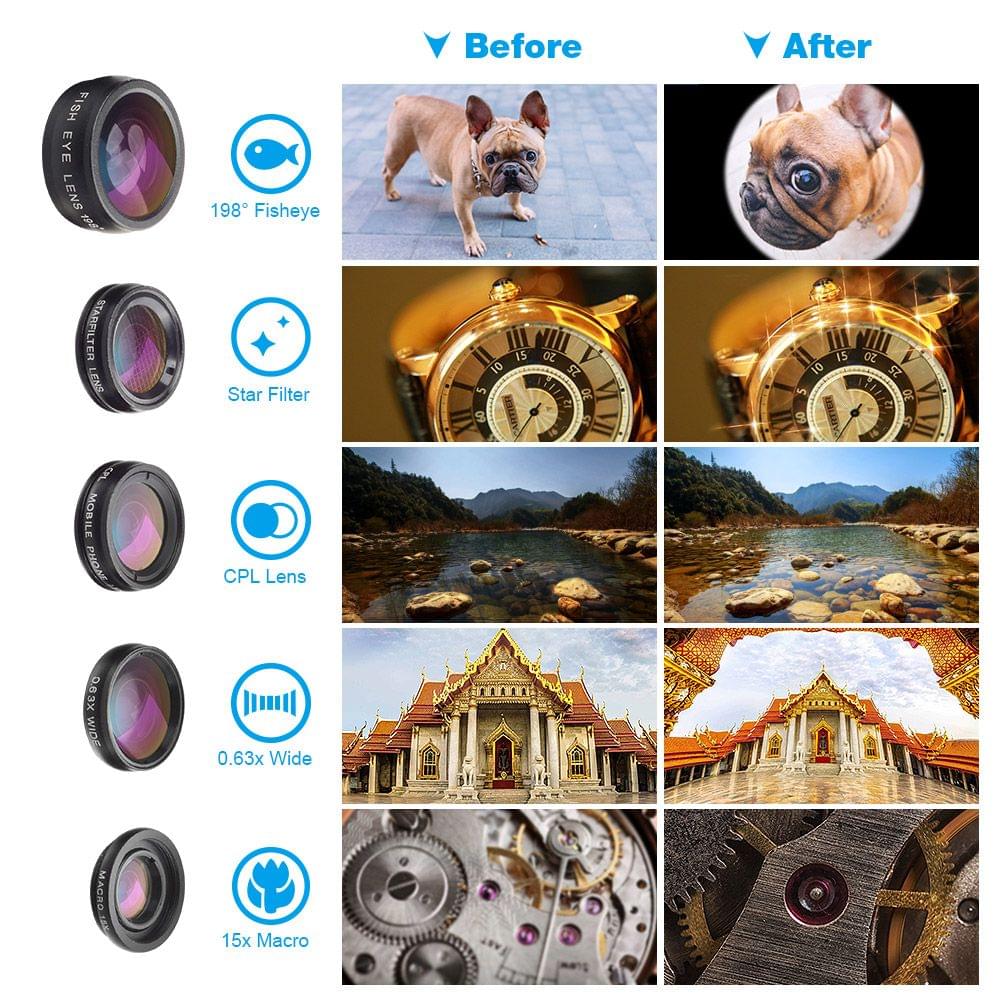 Uniqkart APL-JS16XJJ04D5 6 In 1 Phone Lens Kit 16X Zoom