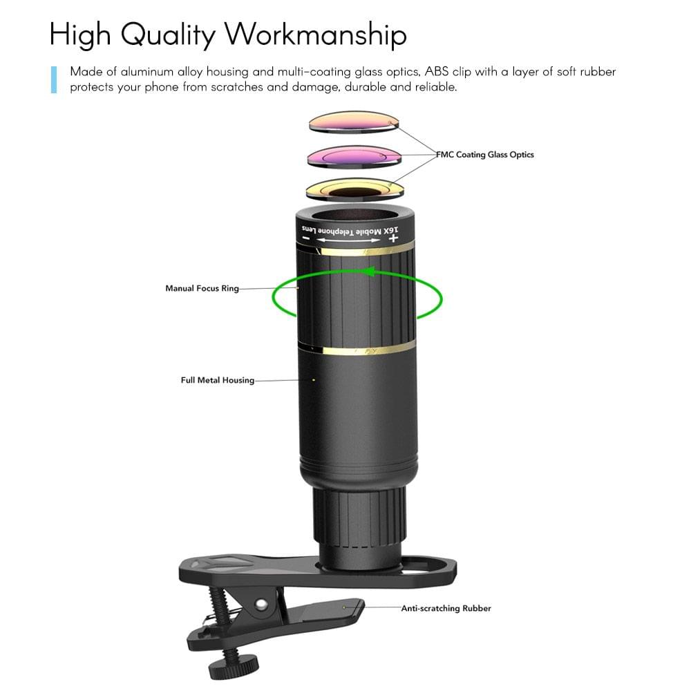 Uniqkart APL-JS16XBZJ5 Multifunction 4in1 Phone Lens Kit 16X