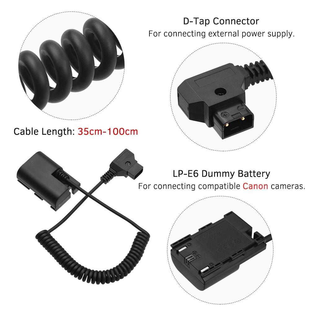 Andoer D-Tap to LP-E6 DC Coupler Adapter Fully Decoded Dummy - for Canon