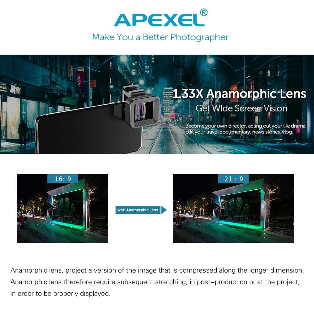 Apexel APL-PRAN-UC 1.33X Deformation Mobile Anamorphic Lens