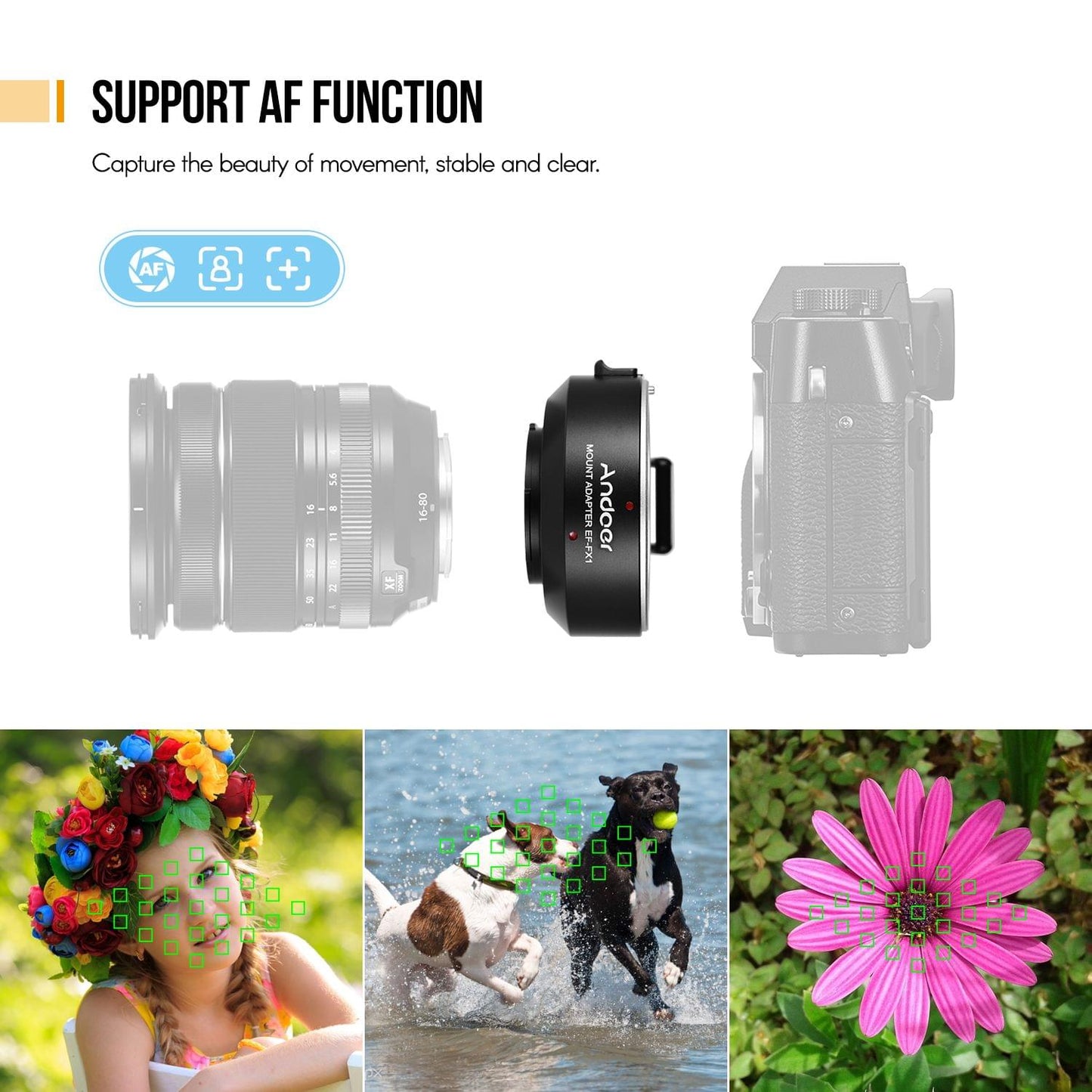 Andoer EF-FX Auto Focus Lens Mount Adapter Ring Compatible