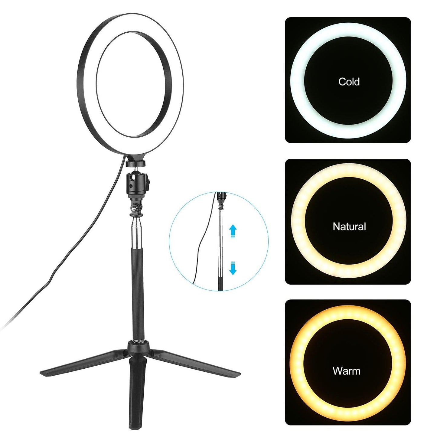 8inch Ring Light with Adjustable Tripod Stand Dimmable - Extendable