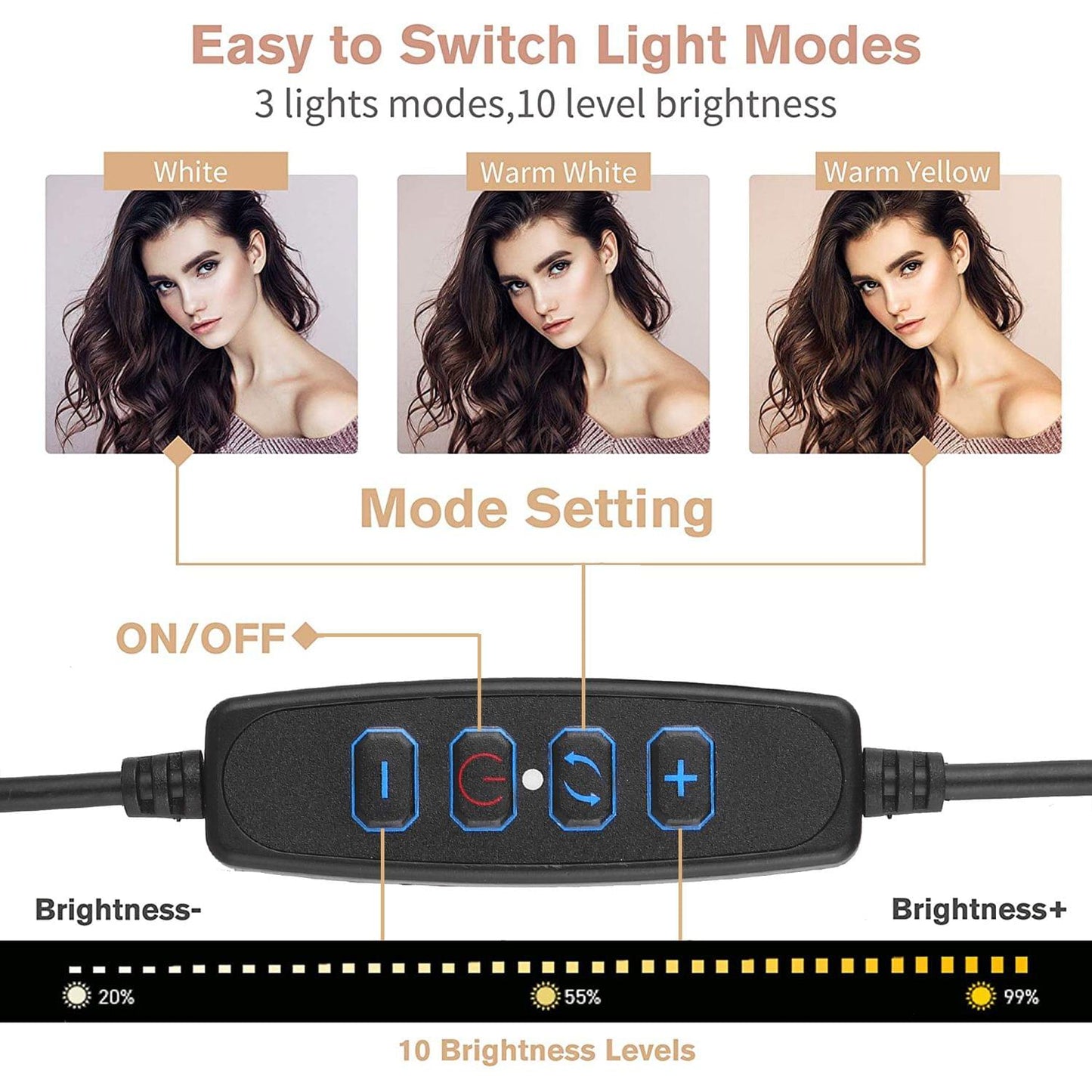 8inch Ring Light with Adjustable Tripod Stand Dimmable - Extendable