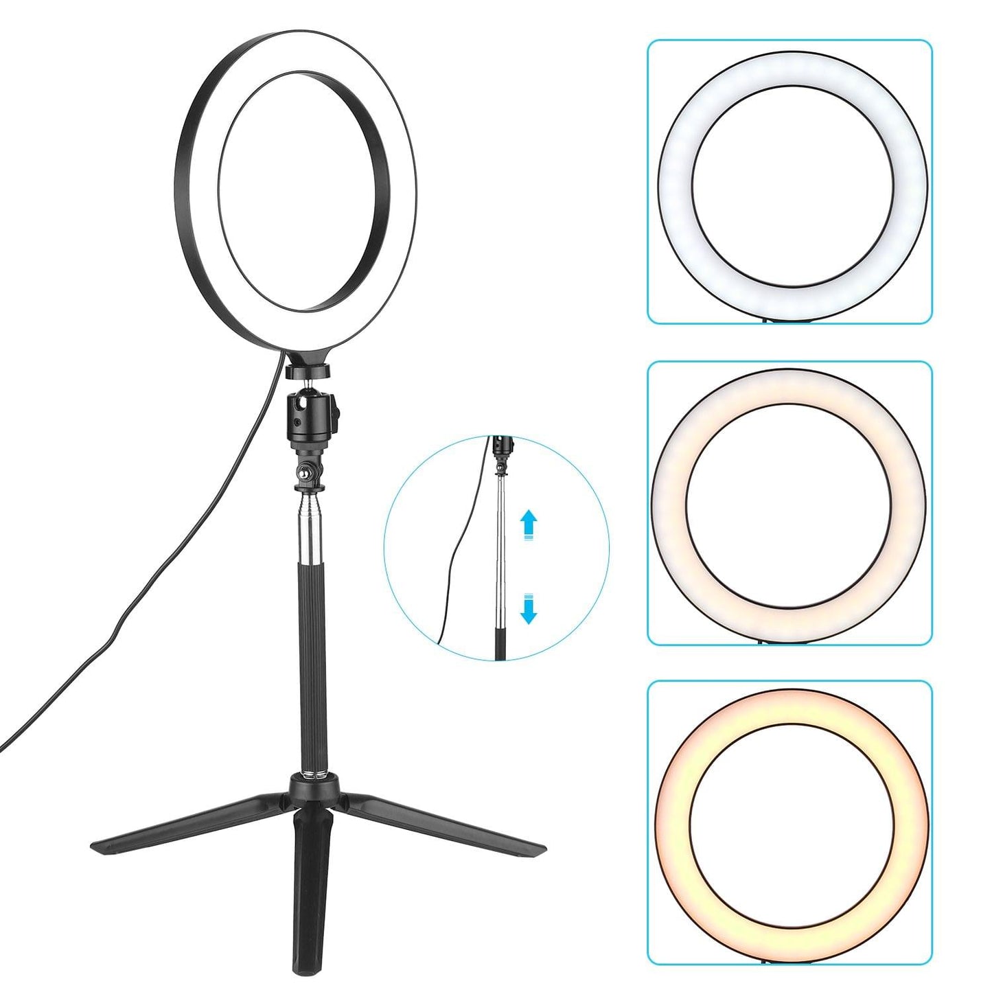 8inch Ring Light with Adjustable Tripod Stand Dimmable - Extendable